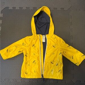 Little Me Yellow Rain Jacket with Nautical Print